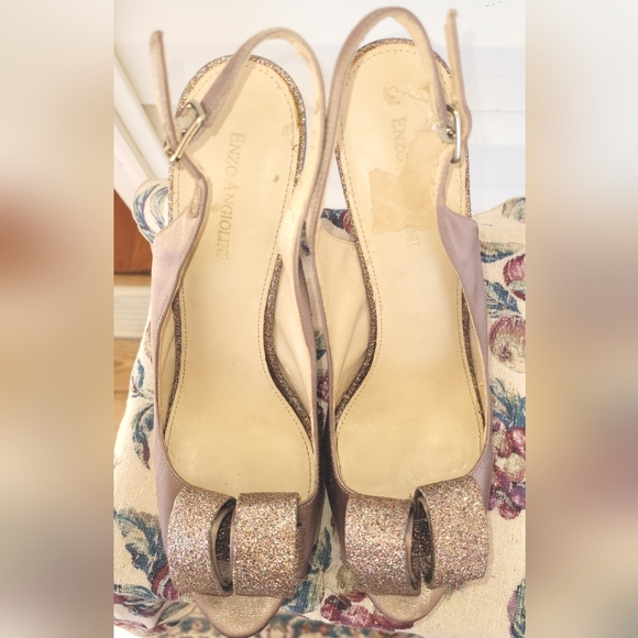 Enzo Angiolini Dressy Heels Beige Satin and Metallic Size 9.5 Medium 💚 - Picture 5 of 11